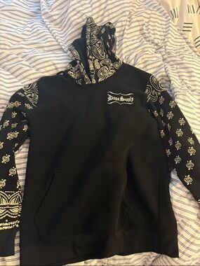 Dogg Supply Black Bandana-Print Hoodie
